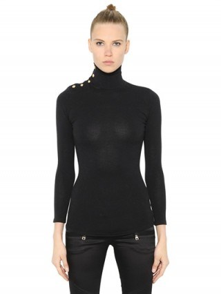 BALMAIN Wool Turtleneck Sweater black ~ casual chic sweaters ~ designer jumpers ~ autumn/winter fashion - flipped