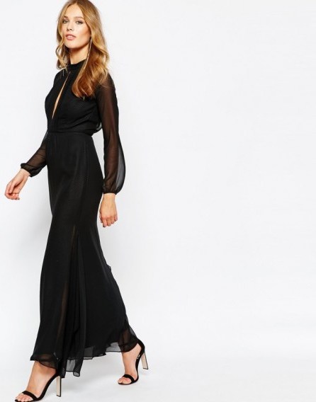 BCBGeneration Mock Neck Maxi Dress in Black ~ occasion dresses ~ evening & party wear - flipped