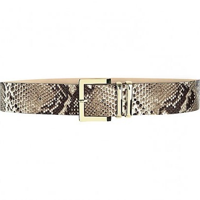 River Island Beige snake print belt – animal prints – glamorous belts – accessories - flipped