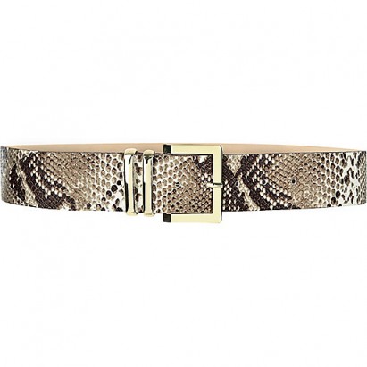 River Island Beige snake print belt – animal prints – glamorous belts – accessories