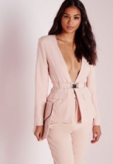 Affordable luxe ~ Missguided belted blazer nude. Luxury looking jackets ~ on-trend fashion