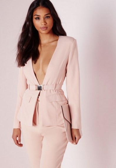 Affordable luxe ~ Missguided belted blazer nude. Luxury looking jackets ~ on-trend fashion - flipped