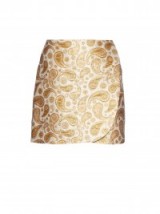 STELLA MCCARTNEY Beth metallic paisley-jacquard mini skirt – gold metallics – designer skirts – fashion