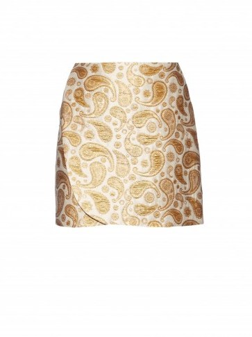 STELLA MCCARTNEY Beth metallic paisley-jacquard mini skirt – gold metallics – designer skirts – fashion - flipped