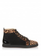 CHRISTIAN LOUBOUTIN Bip Bip suede high-top trainers. Animal prints – designer sports shoes – casual footwear