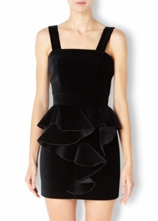 BALMAIN Black ruffled velvet mini dress ~ occasion dresses ~ luxury evening wear ~ designer fashion ~ ruffle detail - flipped
