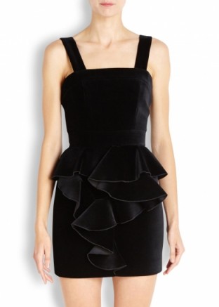 BALMAIN Black ruffled velvet mini dress ~ occasion dresses ~ luxury evening wear ~ designer fashion ~ ruffle detail