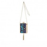 River Island blue snake print tassel box clutch – glamorous evening bags – glamour – animal print handbags