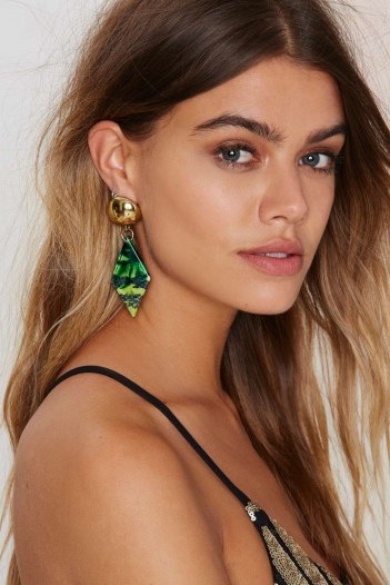 Boa Drop Earrings green. Animal prints | fashion jewellery | statement jewelry | snake print - flipped