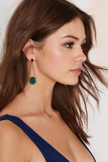 Bottom Line Drop Earrings green. Fashion jewellery | pendant earrings - flipped