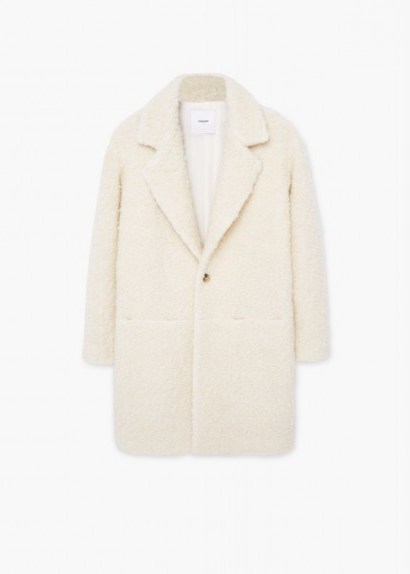 MANGO boucle wool coat ecru. Autumn / winter fashion – warm coats - flipped