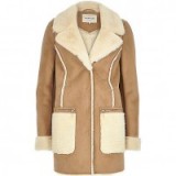 River Island Brown faux-suede winter coat. Warm fashion / winter coats