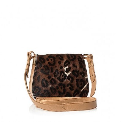 River Island Brown leather leopard print saddle handbag. Animal prints – shoulder bags – handbags - flipped