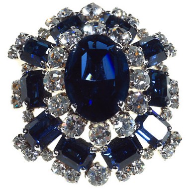 Alice Joseph Vintage 1967 Christian Dior Diamanté Encrusted Brooch, Blue/White – 20th century jewellery – brooches – designer costume jewelry – accessories