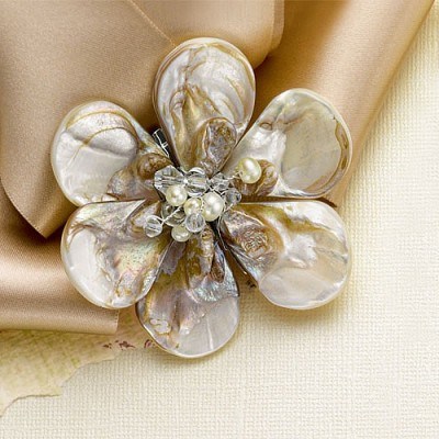 Pearl rose brooch. Brooches – floral jewellery - flipped