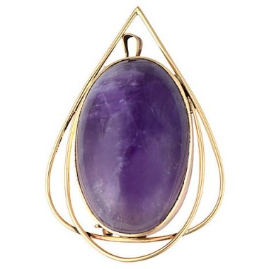 Sharon Mills Vintage 9ct Yellow Gold Amethyst Pear Shaped Broach, Purple – 20th century brooches – amethysts – jewellery – accessories - flipped