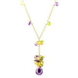 Turner & Leveridge 2003 18ct Gold Peridot Citrine Amethyst Pendant Necklace ~ pendants ~ necklaces ~ jewellery ~ yellow, green & purple gemstones