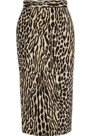 BY MALENE BIRGER Algras leopard-jacquard pencil skirt. Midi skirts – animal prints – designer fashion - flipped