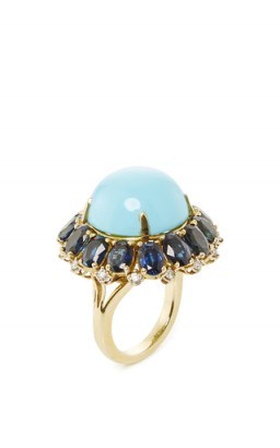 FRUZSINA KEEHN Cabuchon Turquoise And Blue Sapphire Ring - flipped