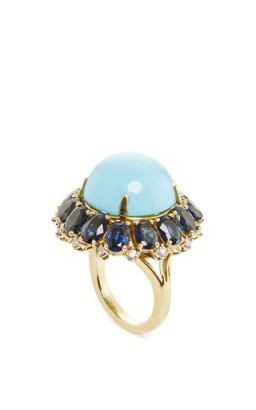 FRUZSINA KEEHN Cabuchon Turquoise And Blue Sapphire Ring