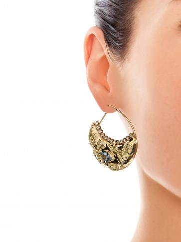 AURÉLIE BIDERMANN FINE JEWELLERY Cashmere aqua marina and diamonds earrings – statement jewellery – large drop earrings – luxury jewelry - flipped