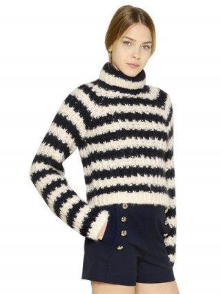 CHLOÉ – STRIPED MOHAIR & SILK HAND KNIT SWEATER. Designer knitwear | womens sweaters | luxury jumpers | chunky knits