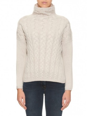 S MAX MARA Corfu sweater. Cable knit sweaters | designer knitwear | high neck jumpers | knitted fashion - flipped