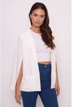 Rare Cream Cape Sleeve Blazer – as worn by Stephanie Pratt at the Charli XCX gig in London, October 2015. Celebrity fashion | star style | womens capes | what celebrities wear - flipped