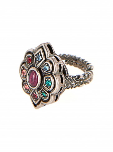 GUCCI Crystal and palladium-plated ring – designer fashion jewellery – statement rings – Swarovski crystals
