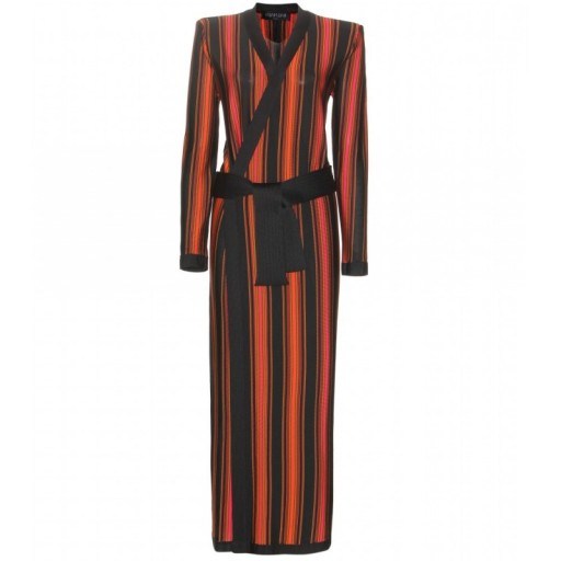 BALMAIN Striped longline cardigan ~ long stripe cardigans ~ designer clothes ~ luxury fashion - flipped