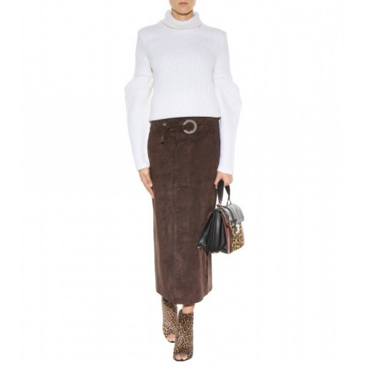 CALVIN KLEIN COLLECTION – Leather maxi skirt ~ designer skirts ~ style ~ fashion ~ suede - flipped
