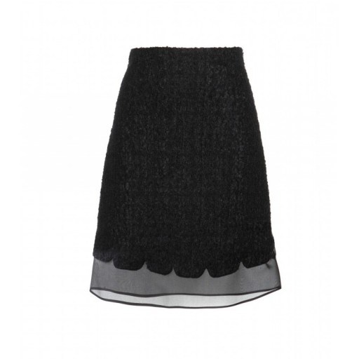 GIAMBATTISTA VALLI Bouclé skirt ~ black designer skirts ~ chic style ~ stylish ~ sheer hem ~ scalloped detail - flipped