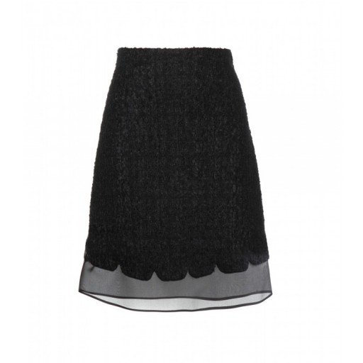 GIAMBATTISTA VALLI Bouclé skirt ~ black designer skirts ~ chic style ~ stylish ~ sheer hem ~ scalloped detail