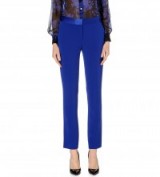DIANE VON FURSTENBERG Genesis stretch-crepe trousers cobalt blue – as worn by Nicole Scherzinger leaving the Today Show in New York City, 20 October 2015. Celebrity fashion | designer suit trousers | what celebrities wear | star style.