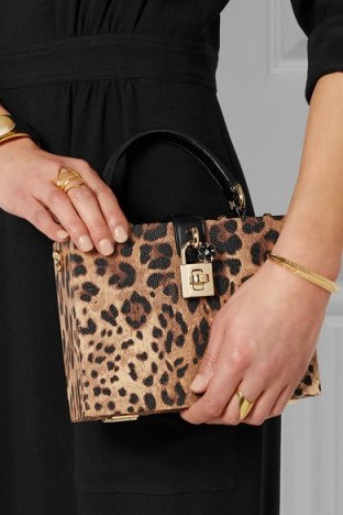 DOLCE & GABBANA Dolce small leopard-print textured-leather shoulder bag. Animal prints – glamorous box bags – glamour – luxury handbags – designer accessories - flipped