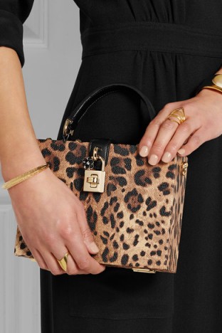 DOLCE & GABBANA Dolce small leopard-print textured-leather shoulder bag. Animal prints – glamorous box bags – glamour – luxury handbags – designer accessories