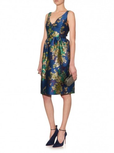 ERDEM Dora metallic floral-jacquard dress ~ designer clothes ~ luxury fashion ~ occasion dresses - flipped