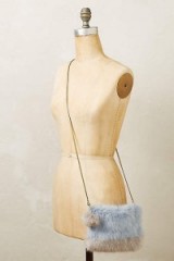 Helen Moore Ebonie Faux Fur Pouch sky. Luxe style bags ~ luxury looking handbags ~ fluffy crossbody