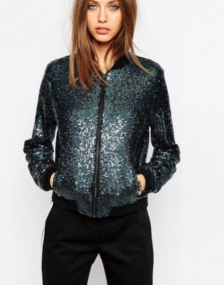 Eleven Paris Bomber Jacket in Sequin. Embellished jackets | womens outerwear | sequins - flipped