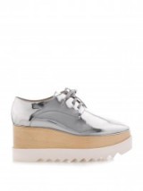 STELLA MCCARTNEY Elyse lace-up platform shoes – silver metallics – designer platforms – chunky footwear