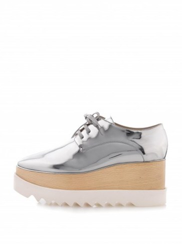 STELLA MCCARTNEY Elyse lace-up platform shoes – silver metallics – designer platforms – chunky footwear - flipped