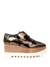 STELLA MCCARTNEY Elyse metallic lace-up platform shoes – bronze metallics – designer platforms