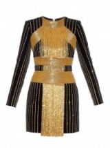 BALMAIN Embellished velvet dress black ~ luxury designer dresses ~ occasion fashion ~ glass bead embellishments ~ 70s style glamour