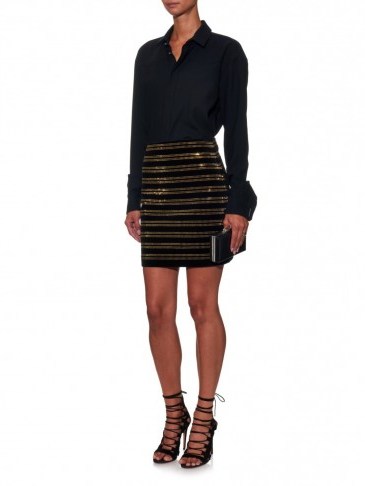 BALMAIN Embellished velvet mini skirt black ~ luxury occasion skirts ~ gold crystal embellishments ~ designer clothes - flipped