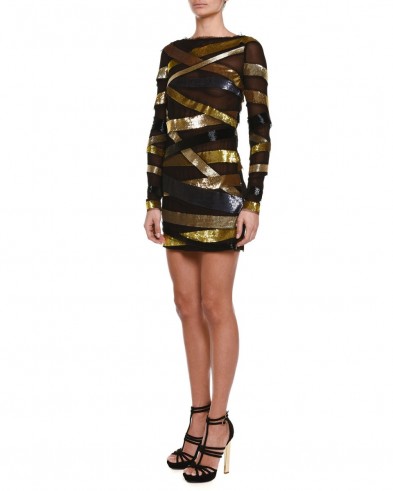 Emilio Pucci Sequined Metallic Bandage Mini Dress – designer occasion dresses
