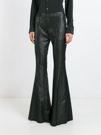 FAITH CONNEXION metallic flared trousers – metallic pants – black & silver tone metallics - flipped