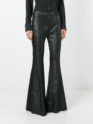 FAITH CONNEXION metallic flared trousers – metallic pants – black & silver tone metallics