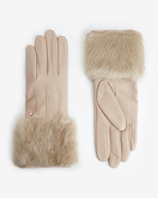 TED BAKER – JANIA Faux fur leather gloves