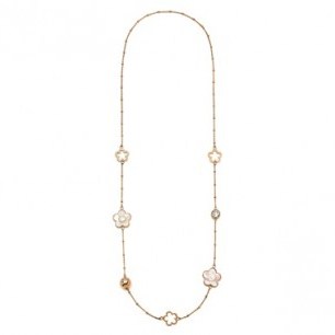 Folli Follie – FIORI CHIC NECKLACE rose gold / white ~ flower jewellery ~ station necklaces - flipped