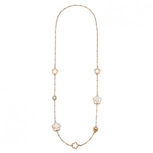 Folli Follie – FIORI CHIC NECKLACE rose gold / white ~ flower jewellery ~ station necklaces